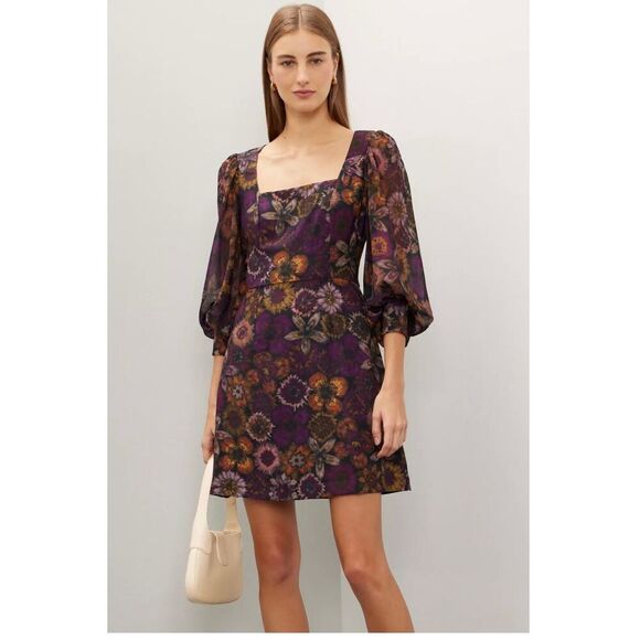 Slate and Willow Deep Floral 3/4 Sleeve Square Neck Dress Size 8 - Picture 1 of 8